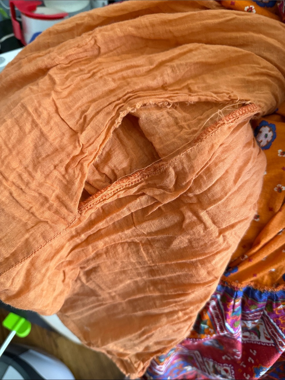 Speed Control New York Boho Floral Smocked Maxi Dress Orange M - Picture 11 of 12